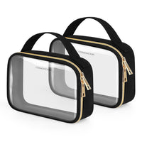 2 Pack Clear Makeup Bags with Handles, Black