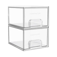 2 Pack Clear Stackable Storage Drawers, Makeup Organizer